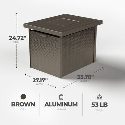 Four Seasons Courtyard 27 x 34 In Catania Slat Top Outdoor Gas Fire Pit Table - VMInnovations
