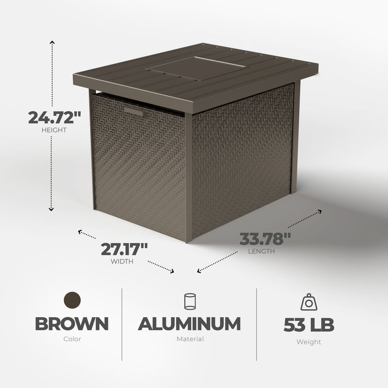 Four Seasons Courtyard 27 x 34" Catania Slat Top Outdoor Gas Fire Pit(Open Box)