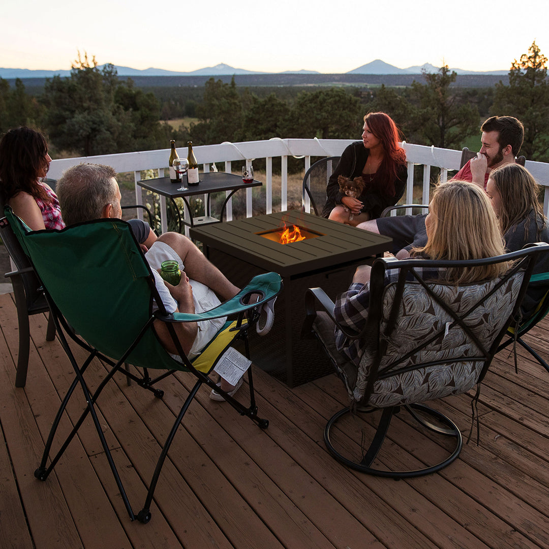 Four Seasons Courtyard 27 x 34" Catania Slat Top Outdoor Gas Fire Pit(Open Box) - VMInnovations