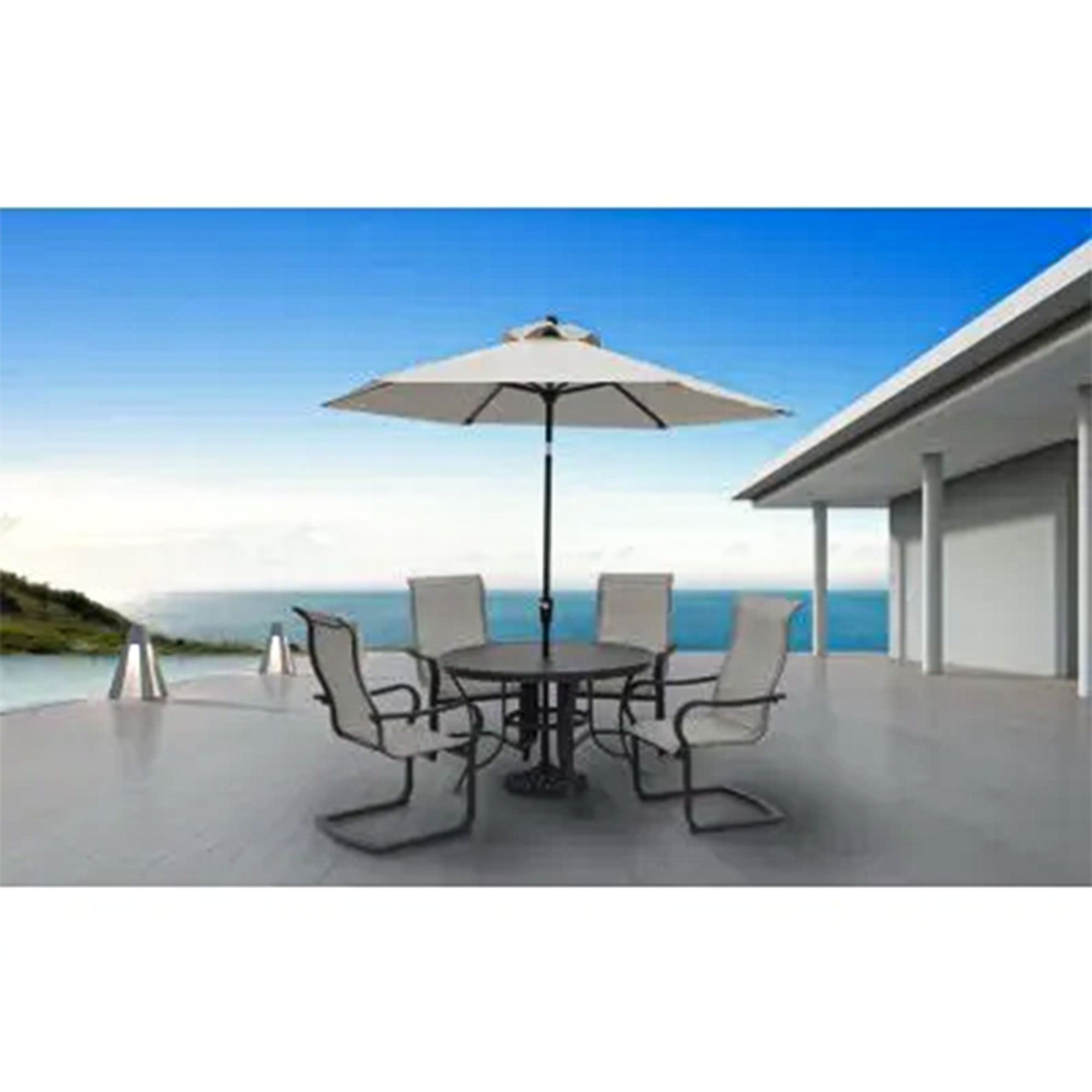 Four Seasons Palermo Market Patio Umbrella with Push Button Tilt, Gray(Open Box) - VMInnovations