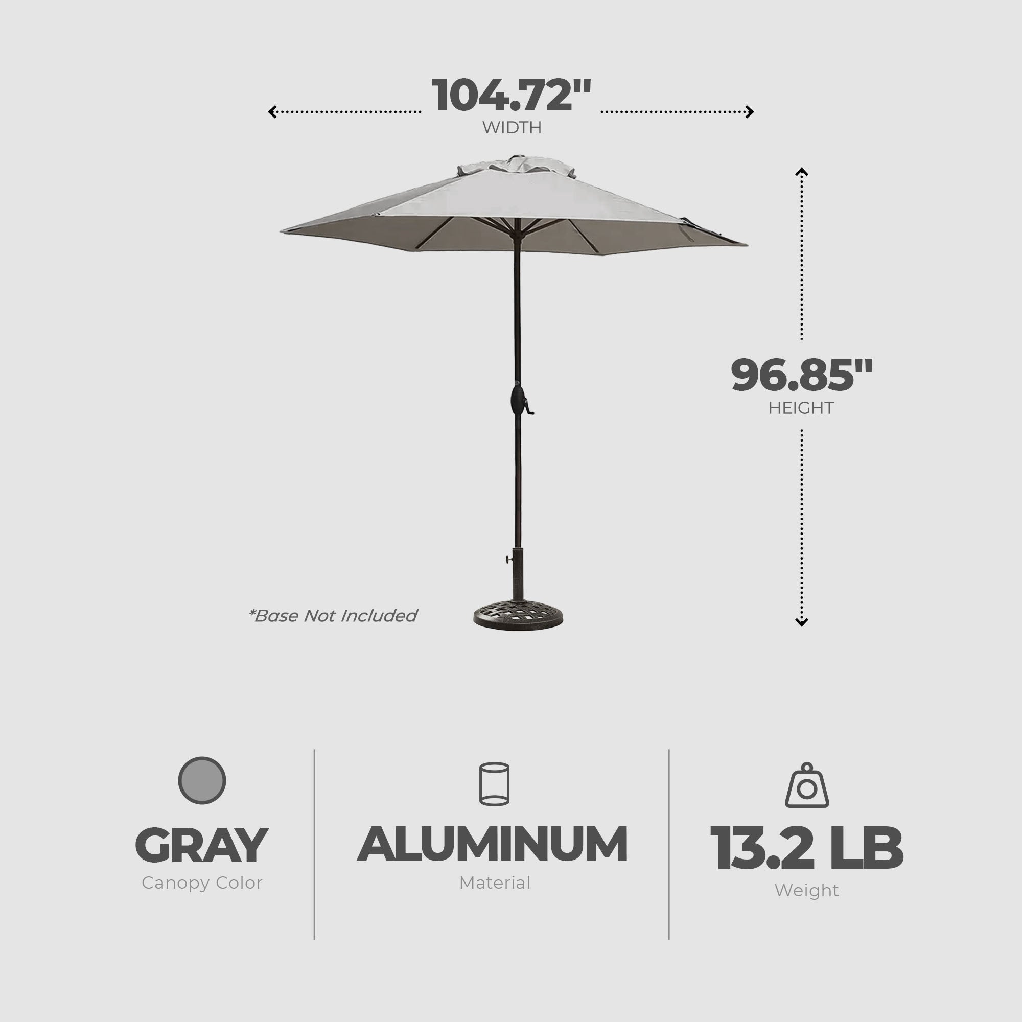 Four Seasons Palermo Market Patio Umbrella with Push Button Tilt, Gray(Open Box) - VMInnovations