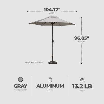 Four Seasons Palermo Market Patio Umbrella with Push Button Tilt, Gray(Open Box) - VMInnovations