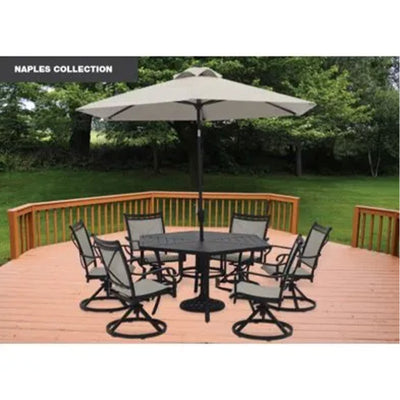 Four Seasons Courtyard 9 Foot Naples Market Patio Umbrella, Natural Fabric Color - VMInnovations