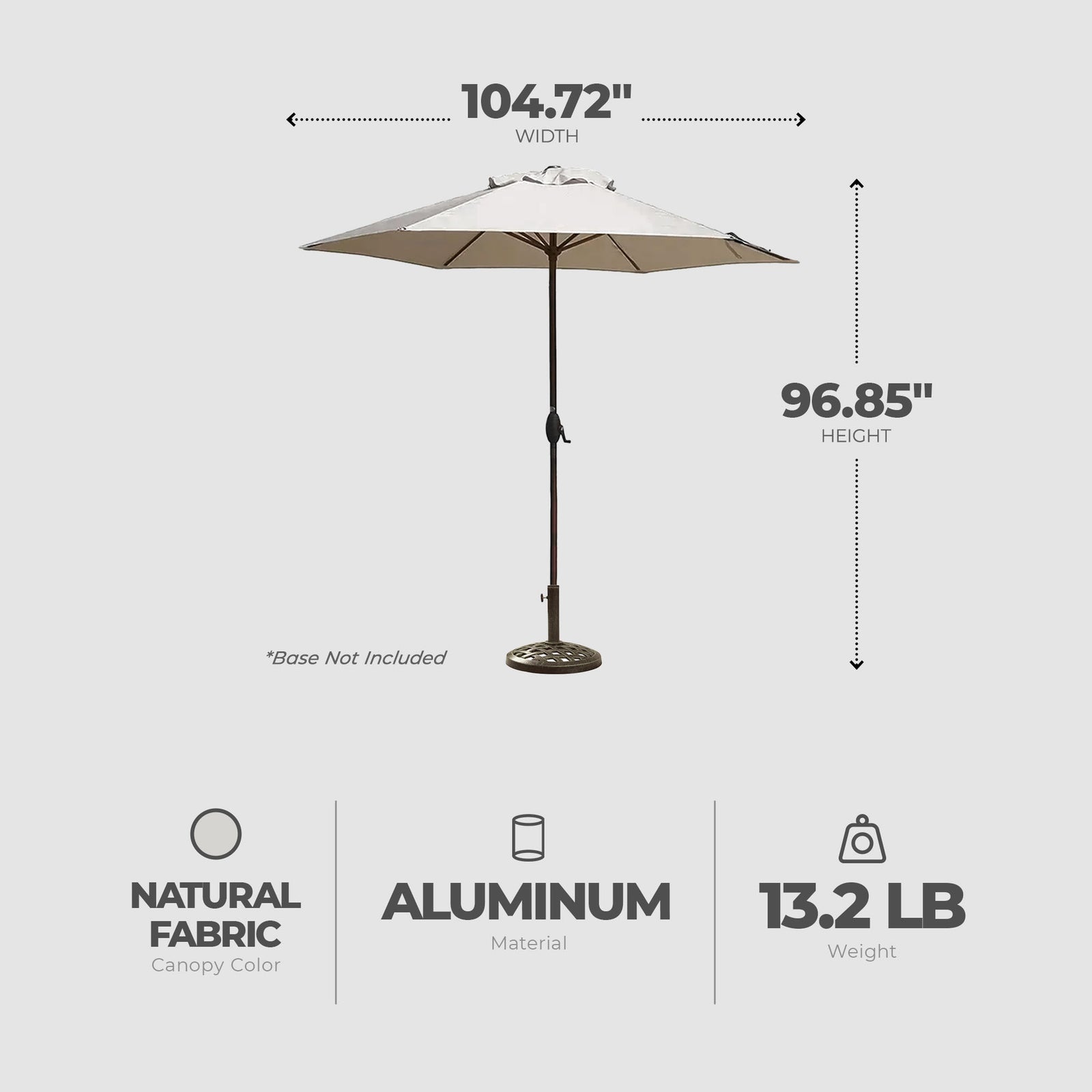 Four Seasons Courtyard 9 Foot Naples Market Patio Umbrella, Natural Fabric Color - VMInnovations