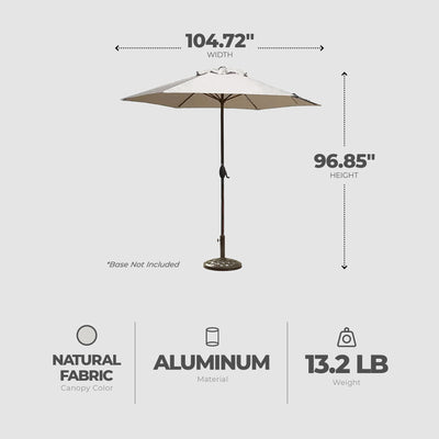 Four Seasons Courtyard 9' Naples Patio Umbrella, Natural Fabric Color (Open Box) - VMInnovations
