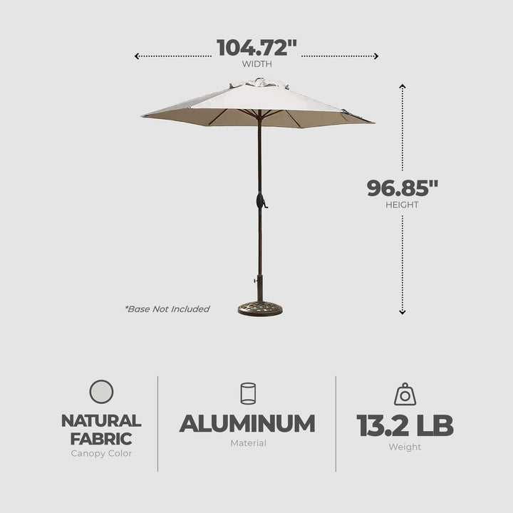 Four Seasons Courtyard 9' Naples Patio Umbrella, Natural Fabric Color (Open Box) - VMInnovations