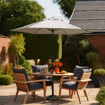 Four Seasons Courtyard 9' Naples Patio Umbrella, Natural Fabric Color (Open Box) - VMInnovations
