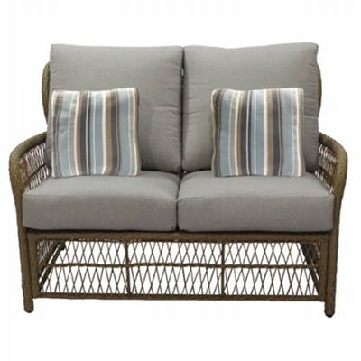Four Seasons Courtyard Positano Wicker Cushioned Loveseat w/ 2 Accessory Pillows