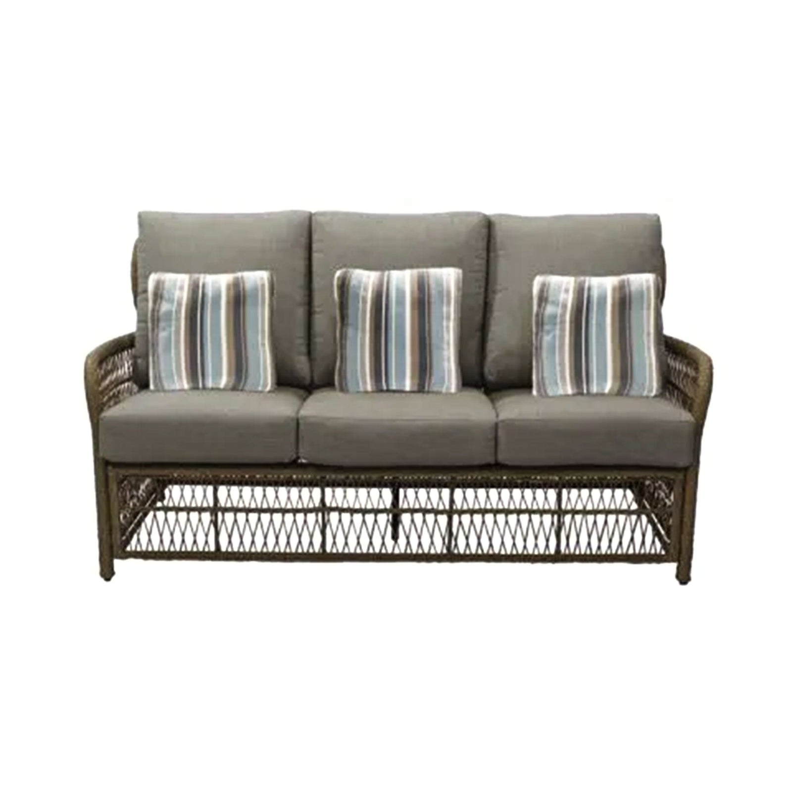 Four Seasons Courtyard Positano 3 Seater All Weather Wicker Loveseat, Beige - VMInnovations
