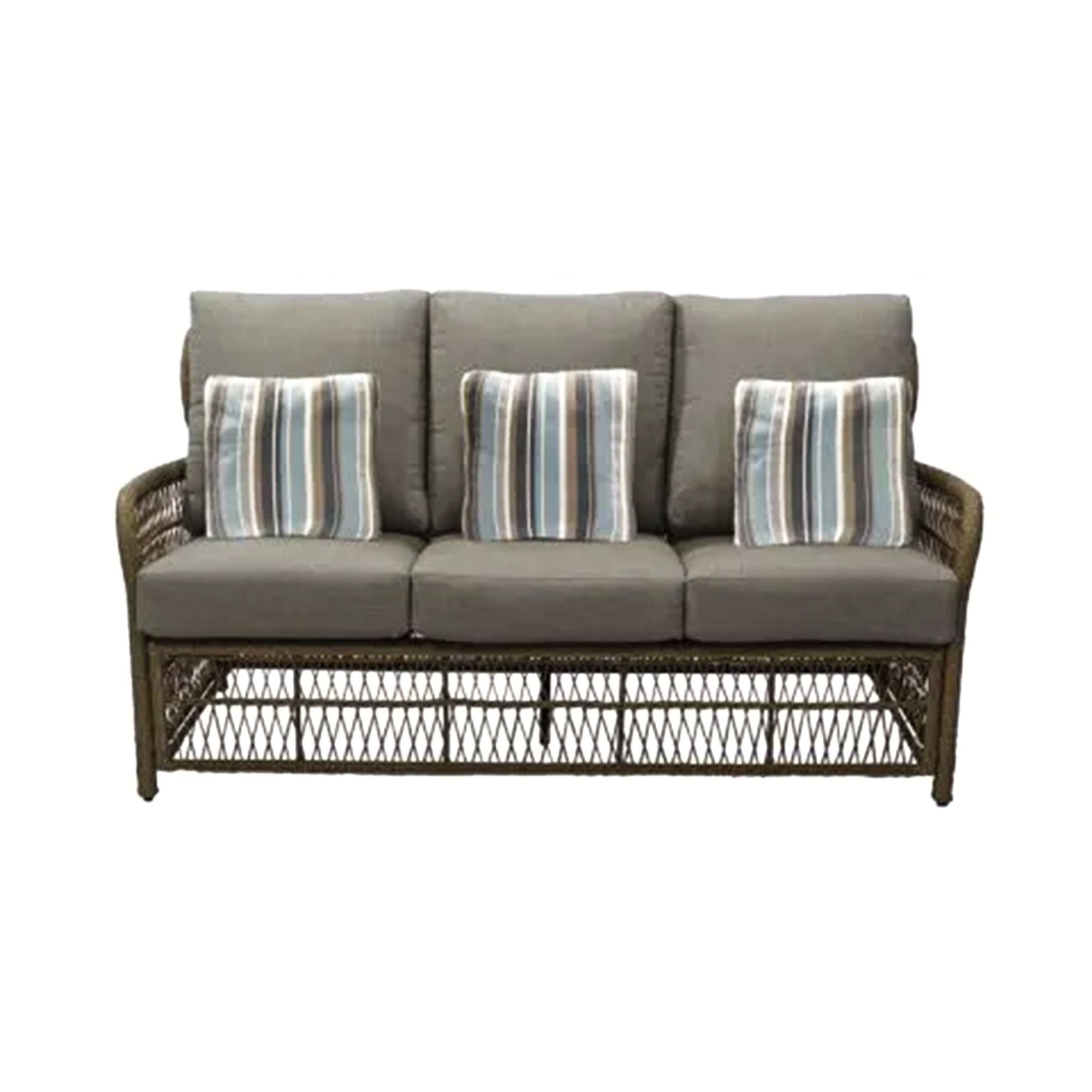 Four Seasons Courtyard Positano 3 Seater All Weather Wicker Loveseat, Beige - VMInnovations
