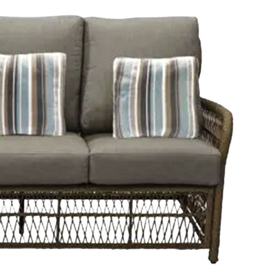 Four Seasons Courtyard Positano 3 Seater All Weather Wicker Loveseat, Beige - VMInnovations