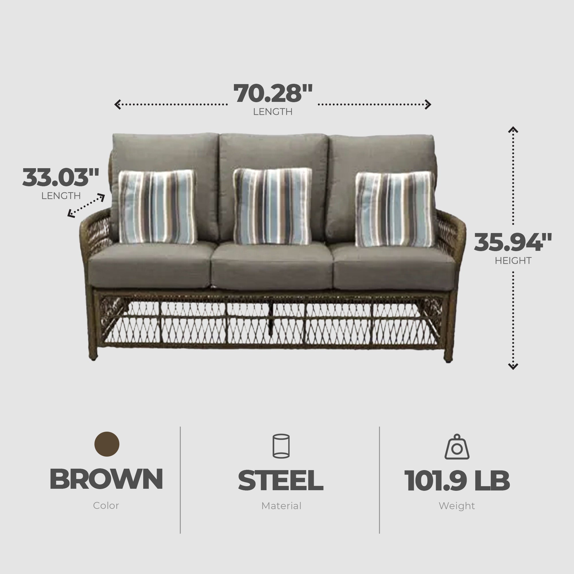 Four Seasons Courtyard Positano 3 Seater All Weather Wicker Loveseat, Beige - VMInnovations