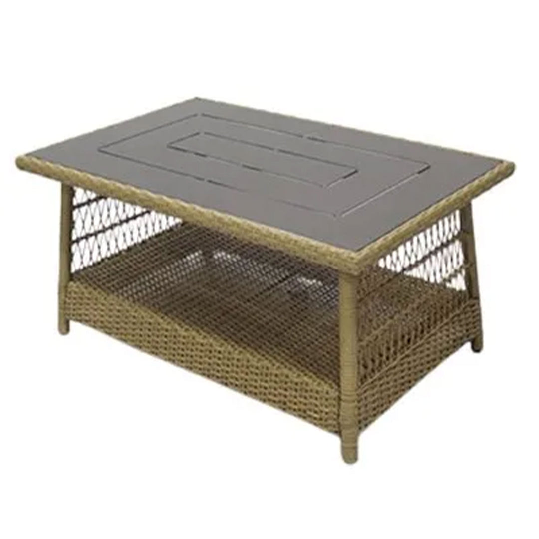 Four Seasons Courtyard Positano 40" x 26" Outdoor Wicker Coffee Table, Brown