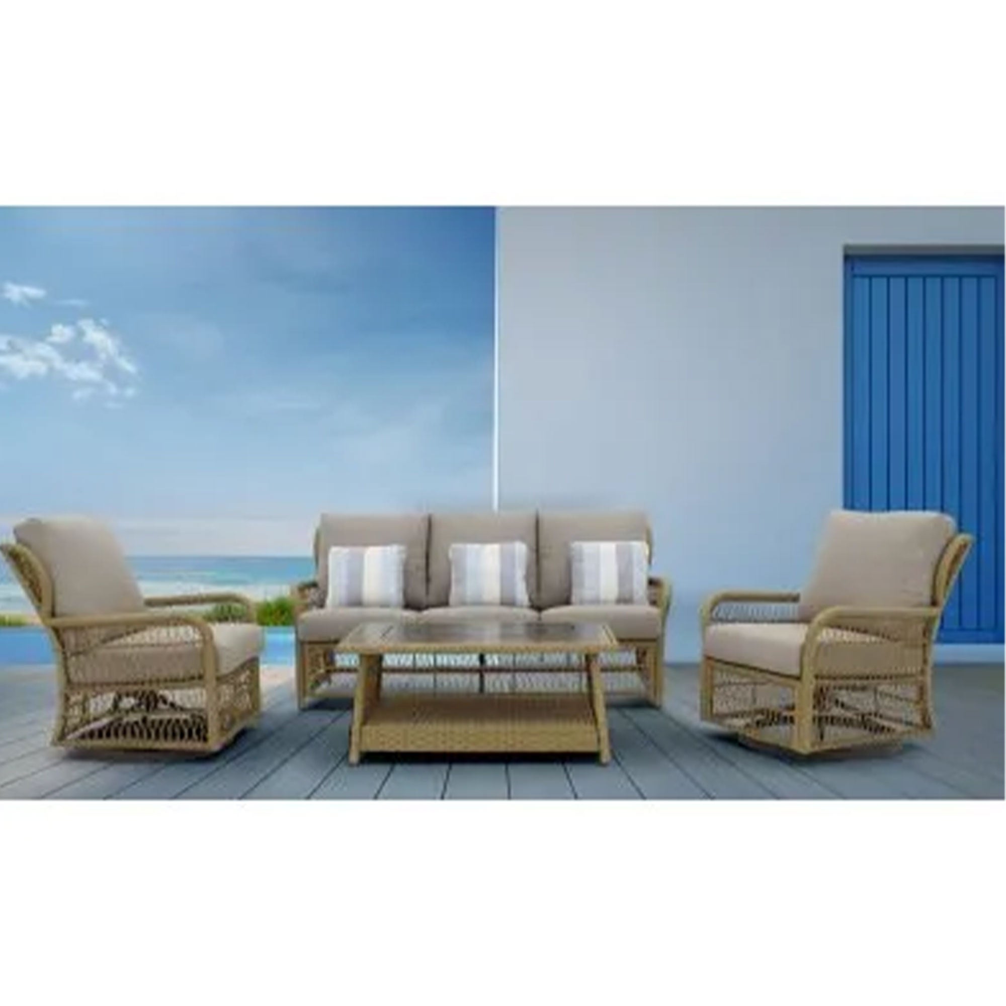 Four Seasons Courtyard Positano 40" x 26" Outdoor Wicker Coffee Table, Brown - VMInnovations