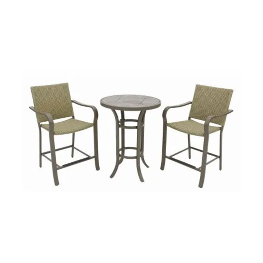 Four Seasons Courtyard Amalfi 3 Piece Balcony Height Outdoor Dining Set, Beige