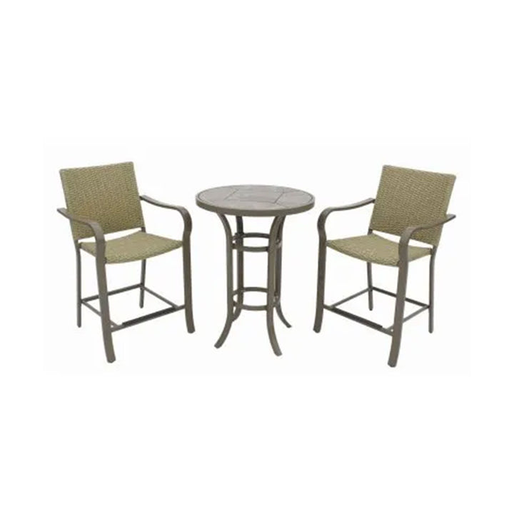 Four Seasons Courtyard Amalfi 3 Piece Balcony Height Outdoor Dining Set, Beige