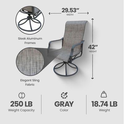 Four Seasons Courtyard Tuscany 6 Piece Swivel Rocker Chair Set w/ Aluminum Frame - VMInnovations