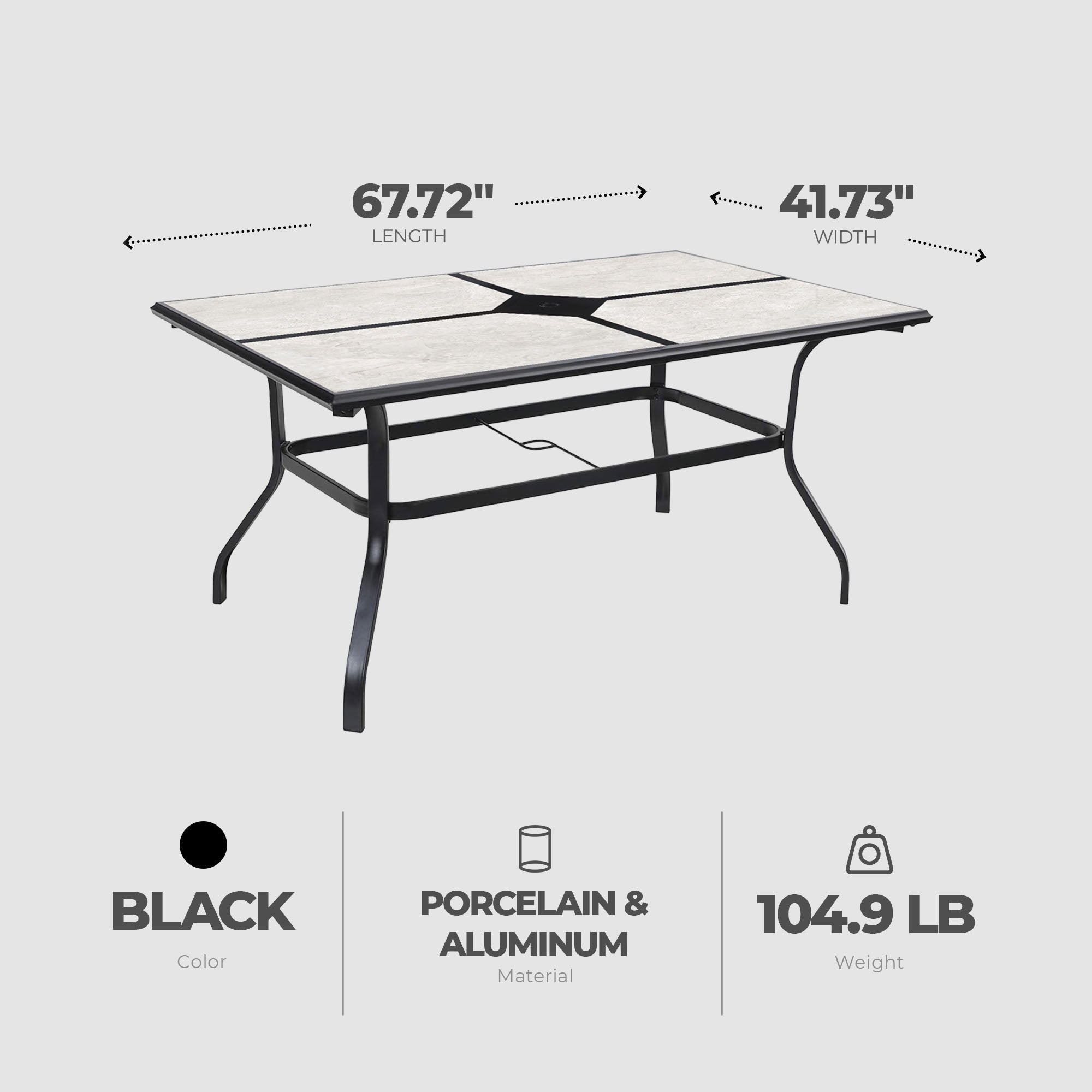 Four Seasons Courtyard Drop In Tile Dining Table with Porcelain Top (Used)