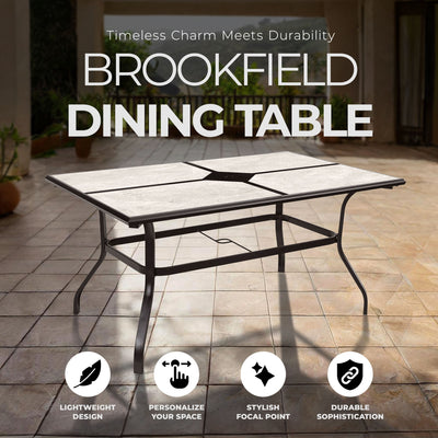 Four Seasons Courtyard Brookfield Drop In Tile Dining Table with Porcelain Top