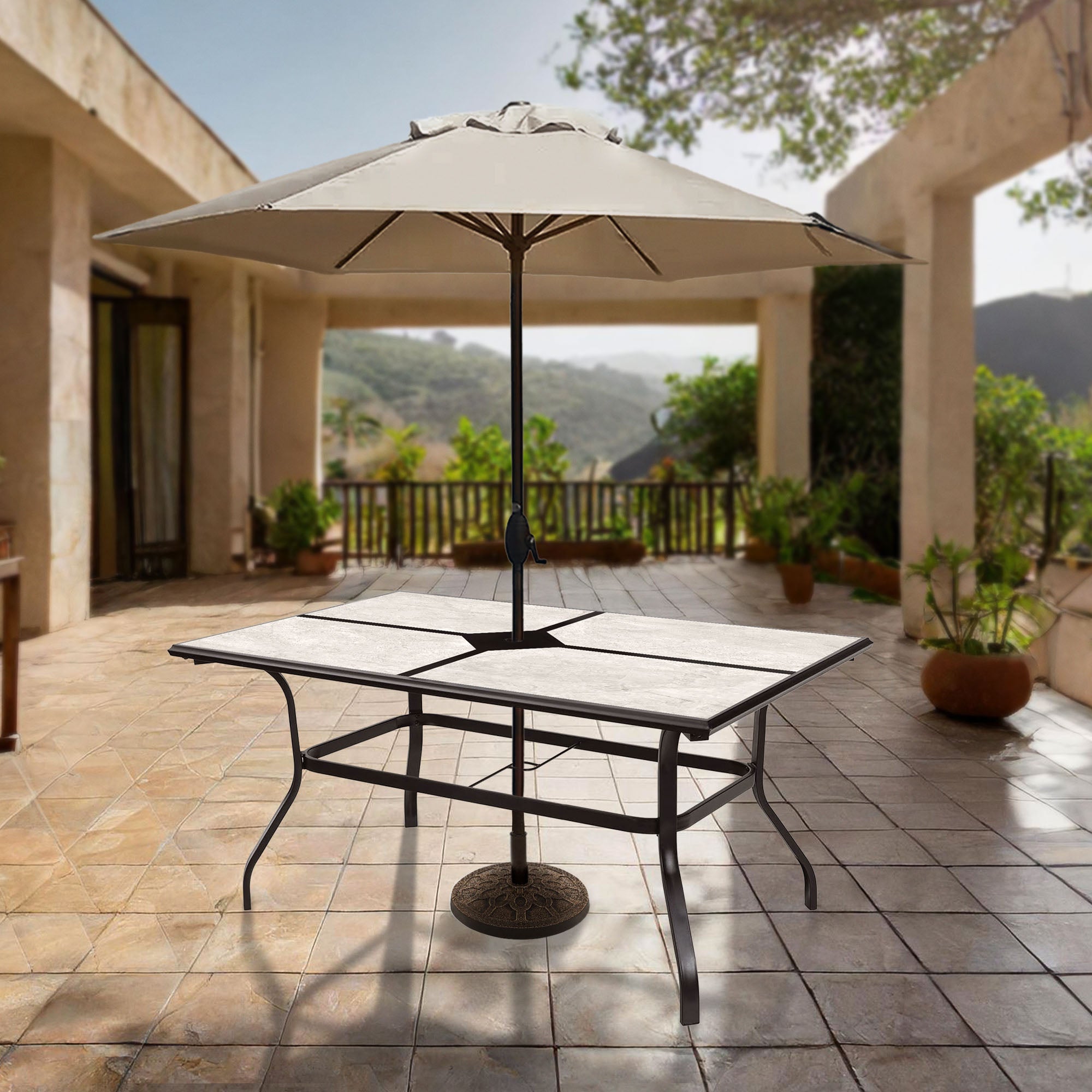 Four Seasons Courtyard Brookfield Tile Dining Table w/Porcelain Top (Open Box)