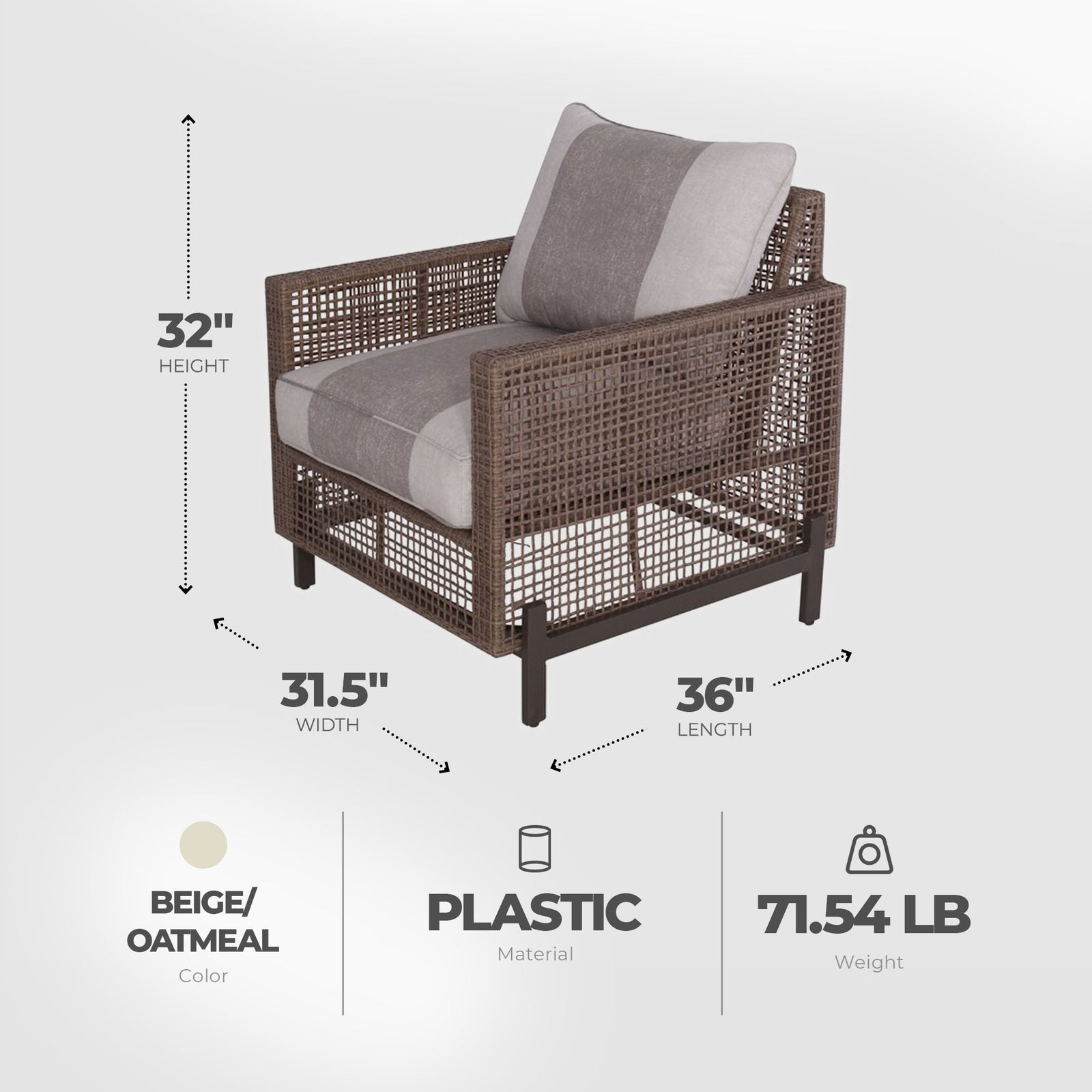 Four Seasons Courtyard Radde 3 Piece Woven Wicker Deep Seating Chat Set, Beige - VMInnovations