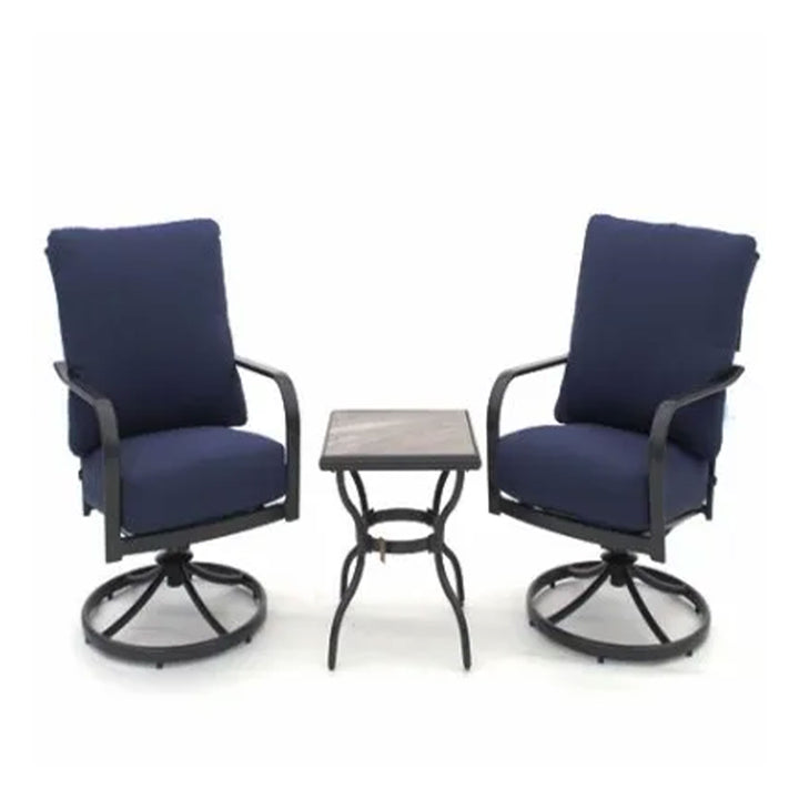 Four Seasons Courtyard Brookfield 3 Piece Deep Seating Patio Chat Set, Navy