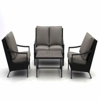 Four Seasons Courtyard Wilmette 4 Piece Sleek Deep Seating Chat Set, Neutral - VMInnovations