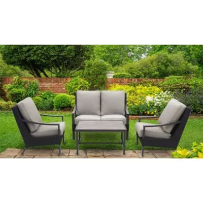 Four Seasons Courtyard Wilmette 4 Piece Sleek Deep Seating Chat Set, Neutral - VMInnovations