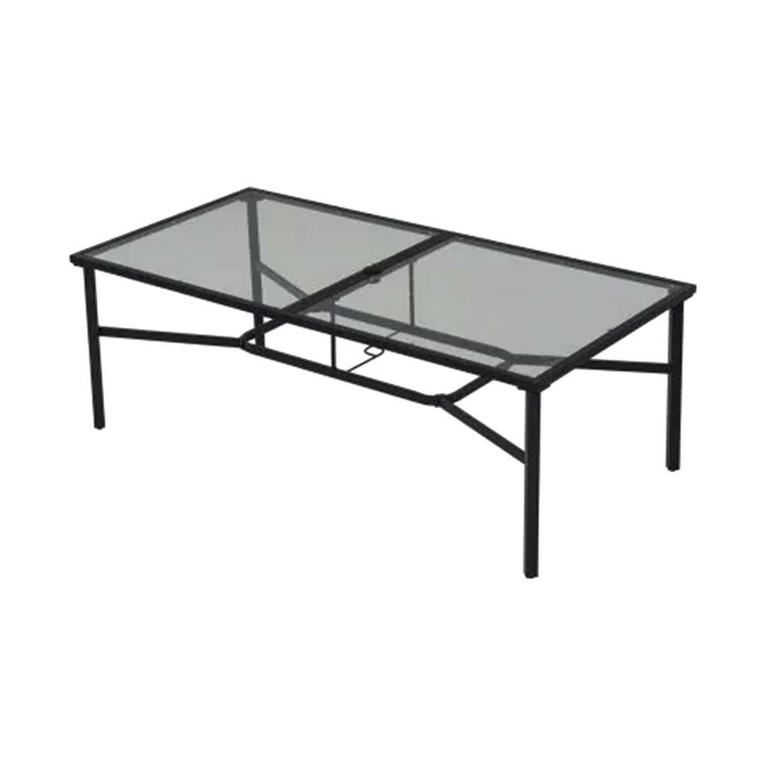 Four Seasons Courtyard Sunny Isles Tempered Glass Top Patio Dining Table, Black