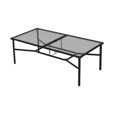 Four Seasons Courtyard Tempered Glass Top Dining Table, Black (Open Box)