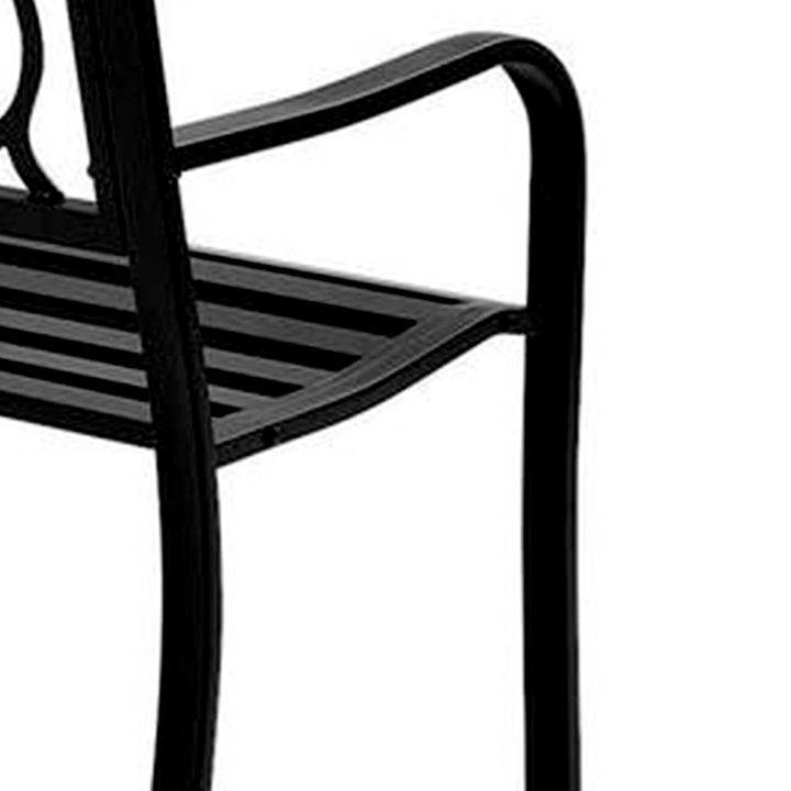 Four Seasons Courtyard Welcome Steel Park Bench with 500 Pound Capacity, Black - VMInnovations