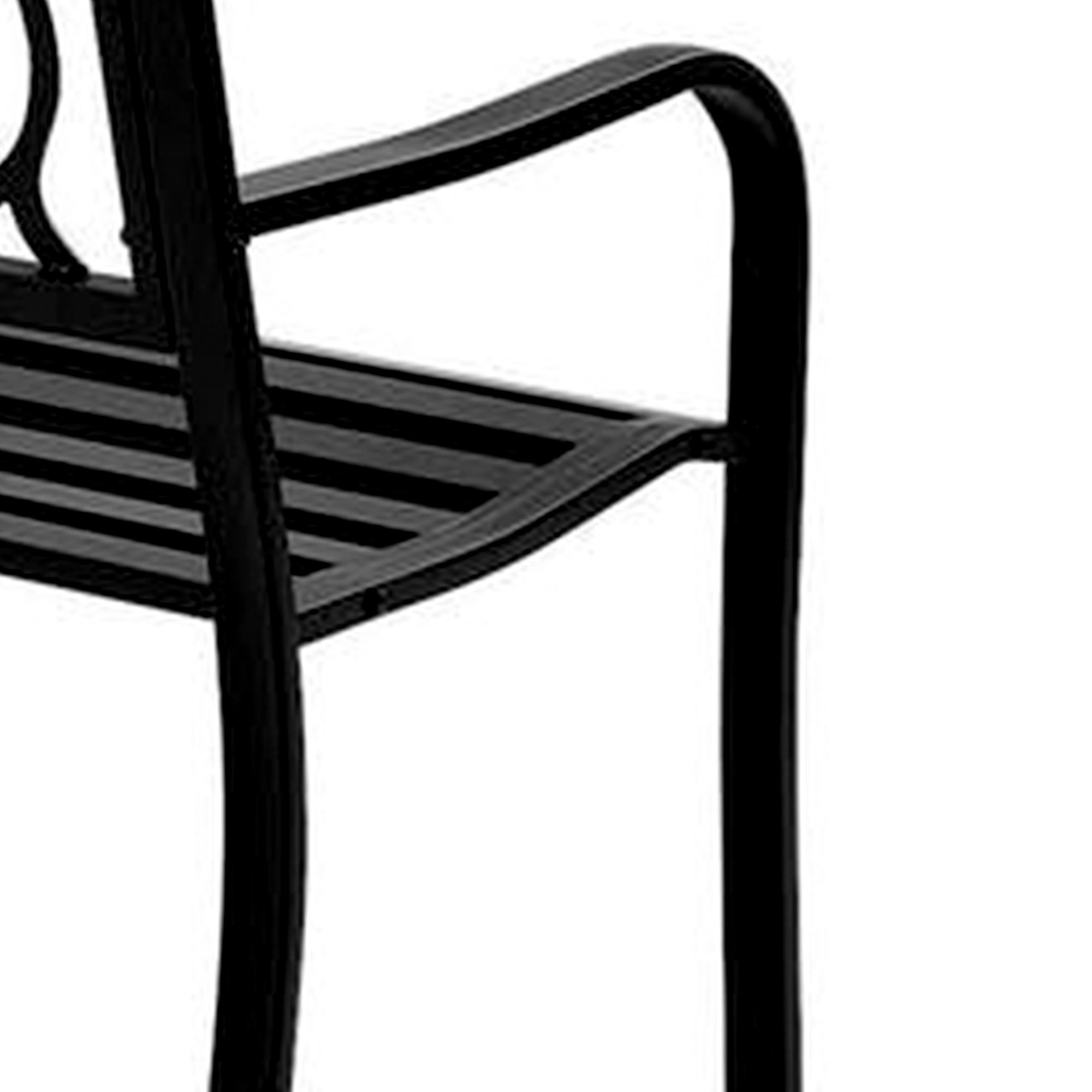 Four Seasons Courtyard Welcome Steel Park Bench with 500 Pound Capacity, Black - VMInnovations