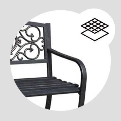 Four Seasons Courtyard Welcome Steel Park Bench, Black (Open Box)