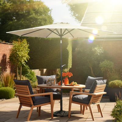 Four Seasons Courtyard 9’ Polyester Patio Market Umbrella w/Pole, Beige (Used) - VMInnovations