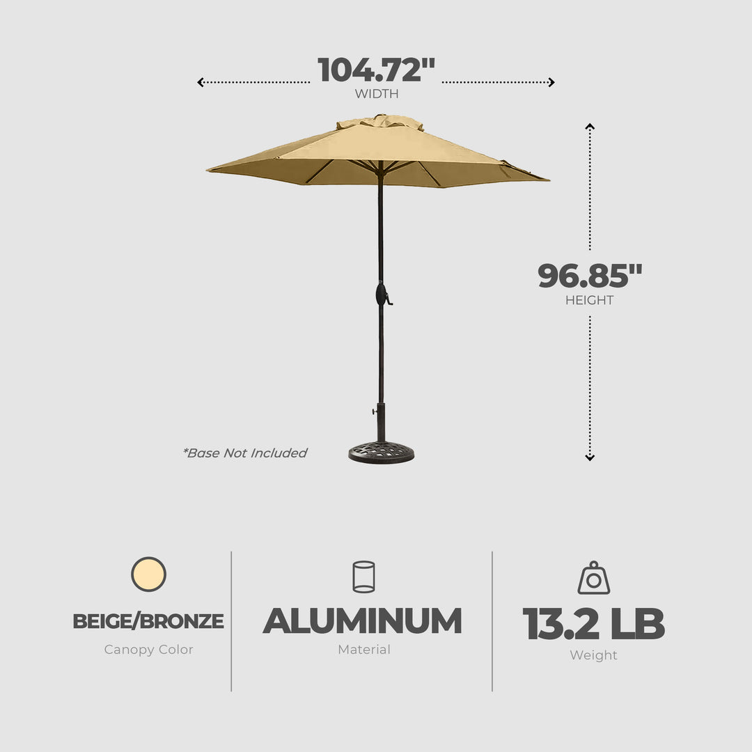 Four Seasons Courtyard 9 Foot Cambridge Market Umbrella with Push Button Tilt