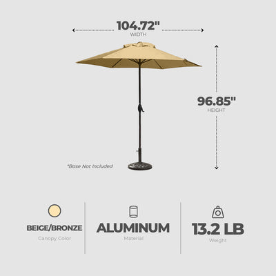 Four Seasons Courtyard 9ft Cambridge Umbrella w/Push Button Tilt (Open Box) - VMInnovations