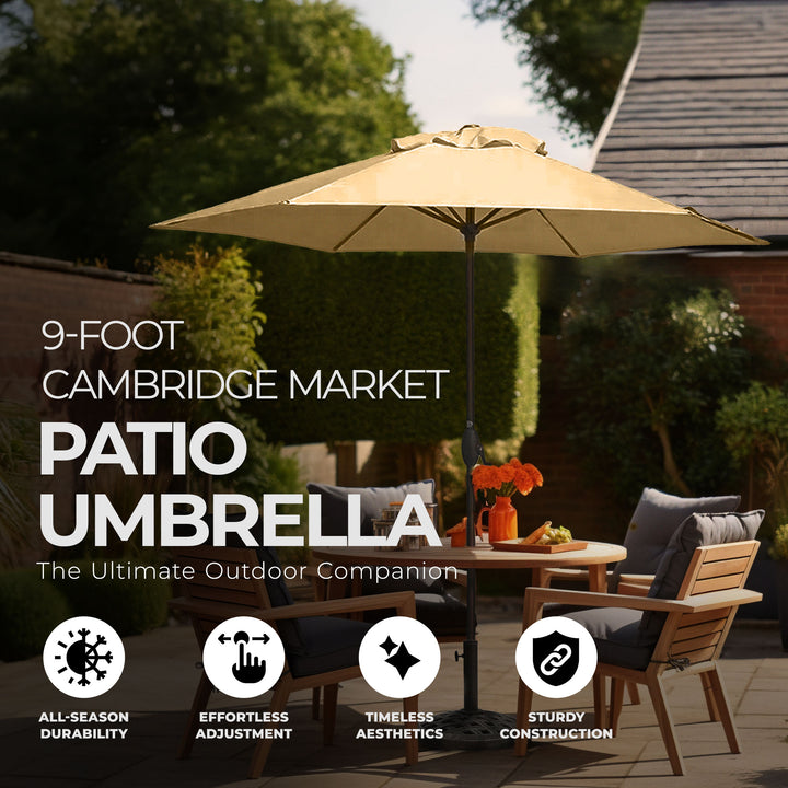 Four Seasons Courtyard 9 Foot Cambridge Market Umbrella with Push Button Tilt