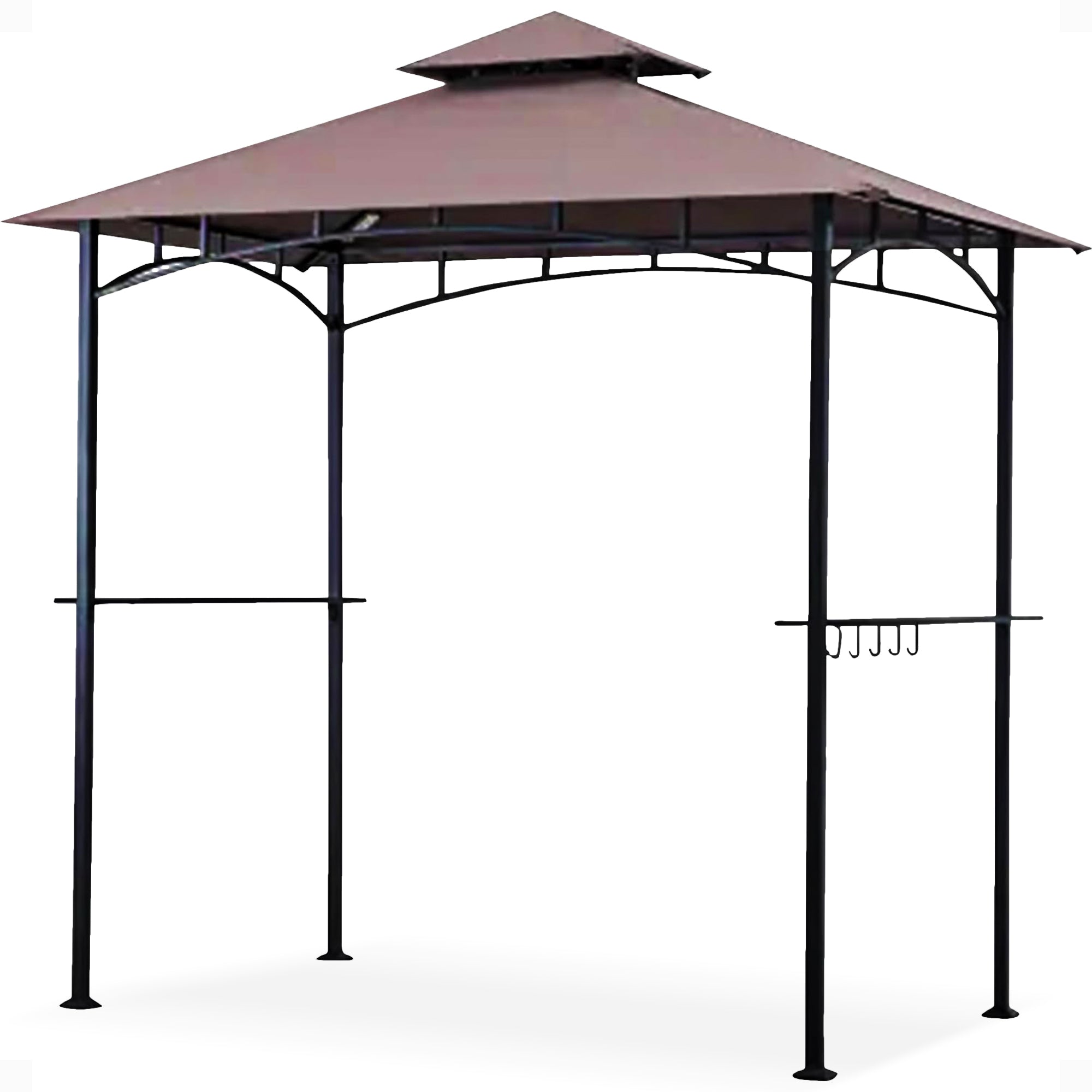 Four Seasons Courtyard Grill Gazebo w/ LED Lights and Powder Coated Frame, Brown - VMInnovations