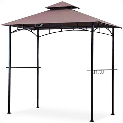 Four Seasons Courtyard Grill Gazebo w/ LED Lights and Powder Coated Frame, Brown - VMInnovations