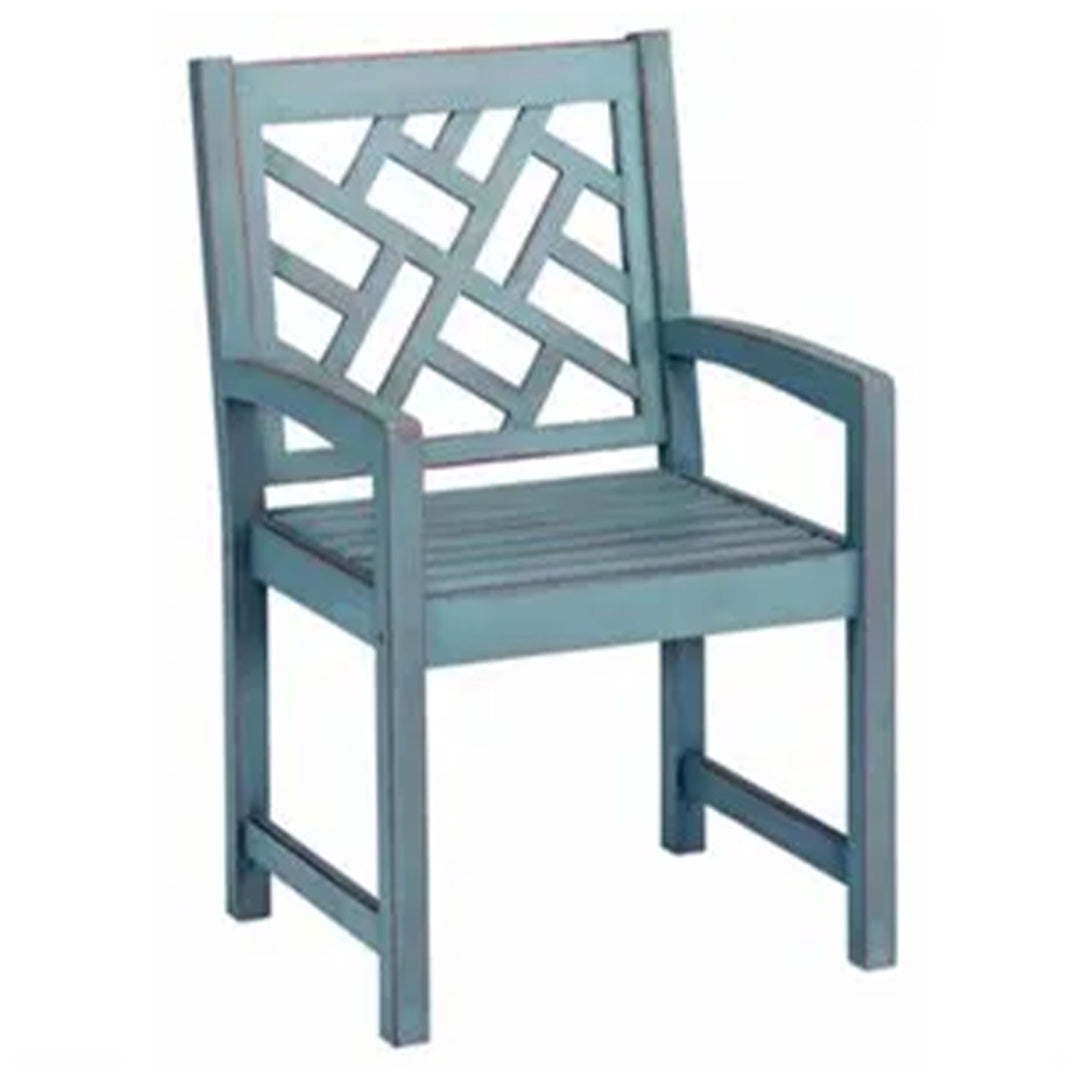 Four Seasons Courtyard Distressed 22” Hardwood Patio Chair, Blue (For Parts)