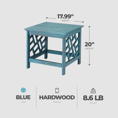 Four Seasons Courtyard 18 Inch Distressed Hardwood Portland Patio End Table - VMInnovations