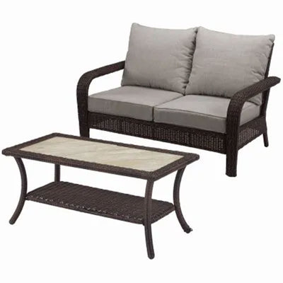Four Seasons Courtyard Montego Bay Loveseat & Coffee Table, Ivory (Open Box)