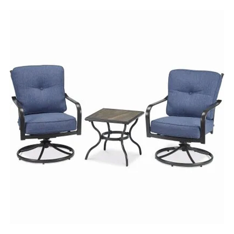 Four Seasons Courtyard Beaumont 3 Piece Patio Chat Set, Denim/Brown (Open Box)