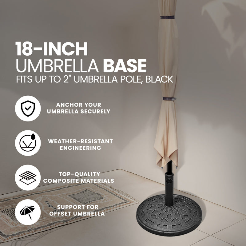 Four Seasons Courtyard 18" Umbrella Base Fits Up To 2" Pole, Black (Used)