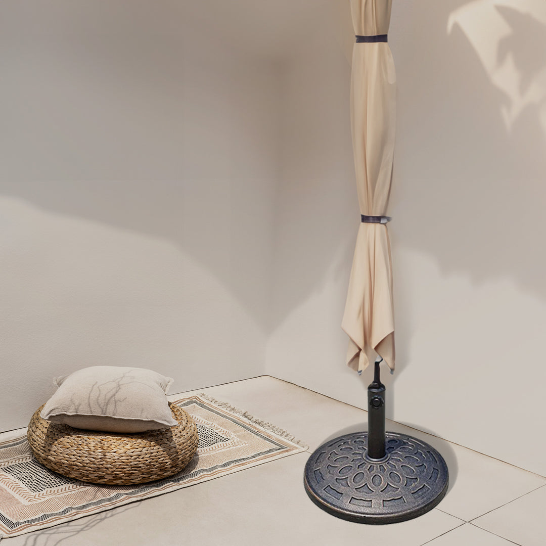 Four Seasons Courtyard 18" Umbrella Pole Base Fits Up To 2" Pole, Bronze (Used)