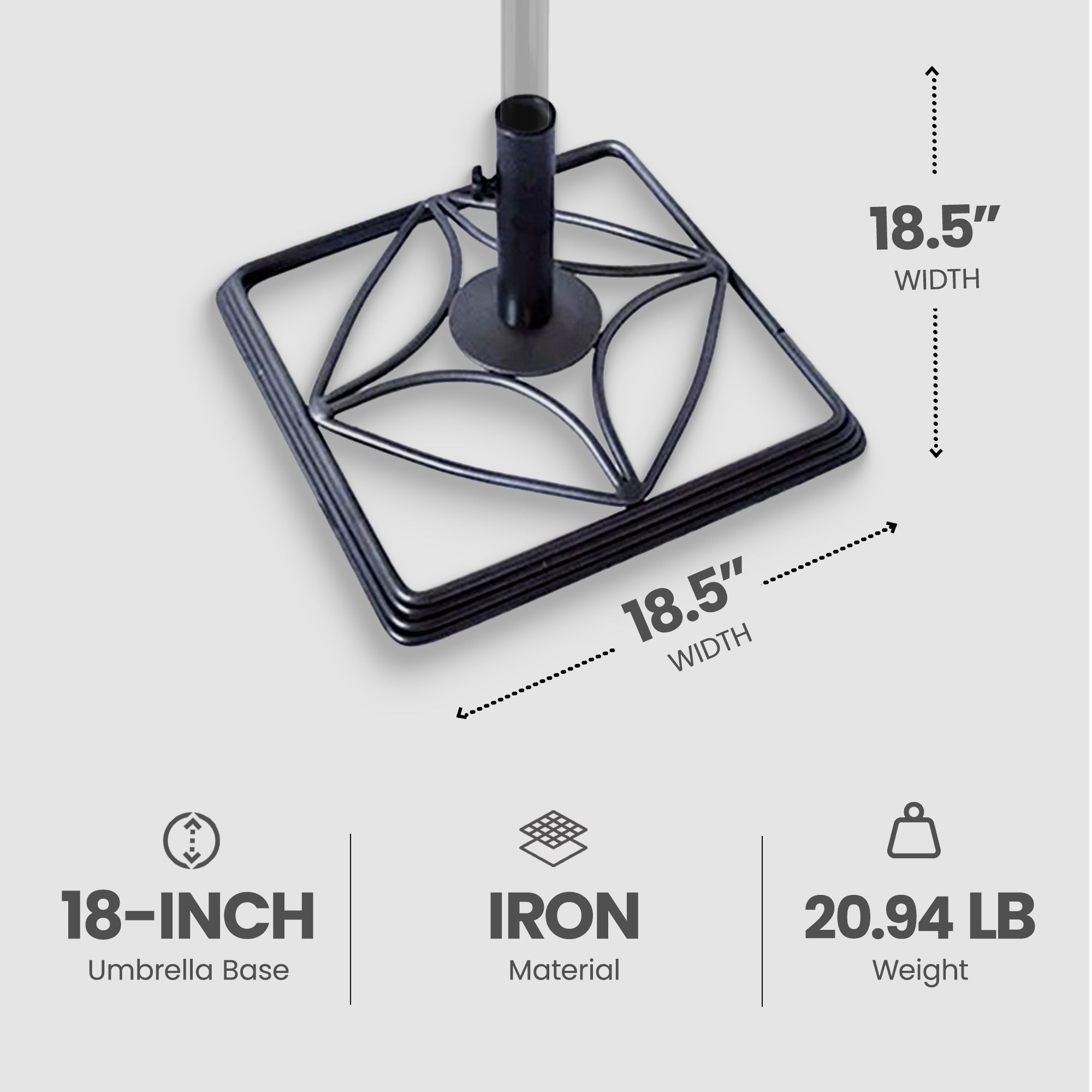 Four Seasons Courtyard Stonington 18.5 Inch Heavy Iron E Coated Umbrella Base - VMInnovations
