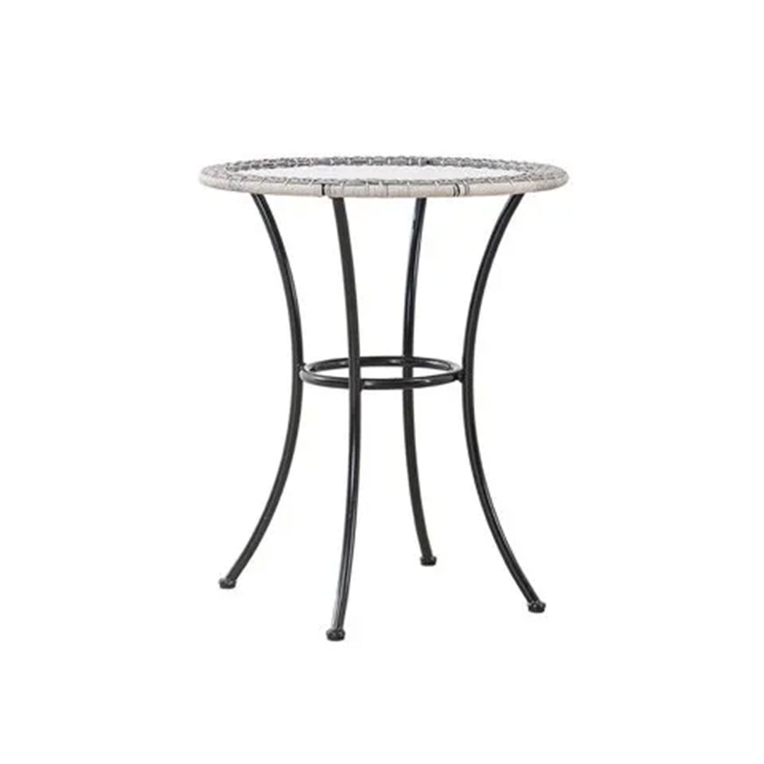 Four Seasons Courtyard 24" Wicker Modern Bistro Patio Table, Gray (Open Box)