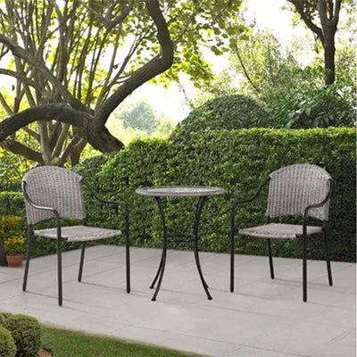 Four Seasons Courtyard 24" Wicker Modern Bistro Patio Table, Gray (Open Box) - VMInnovations