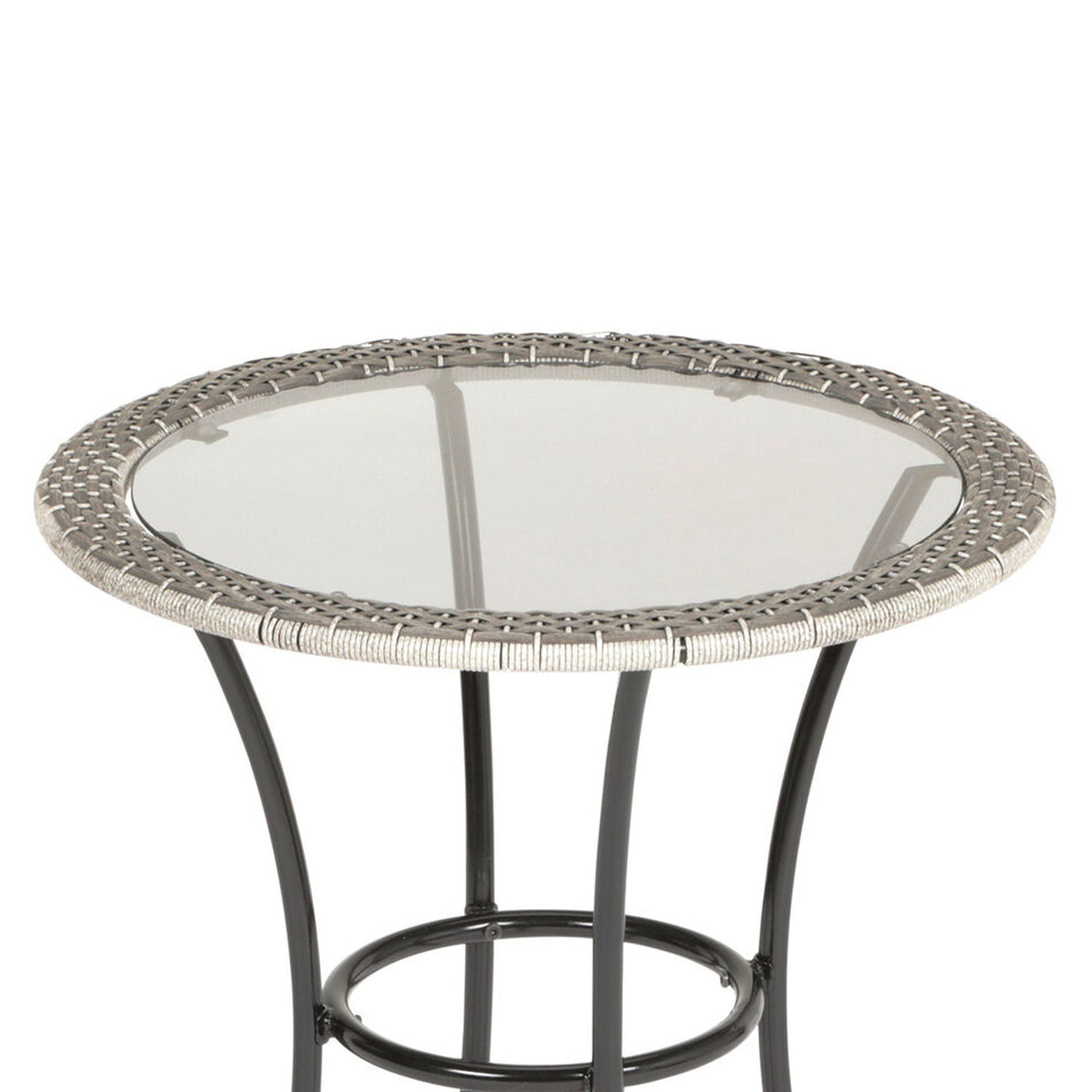 Four Seasons Courtyard 24" Wicker Modern Bistro Patio Table, Gray (Open Box) - VMInnovations