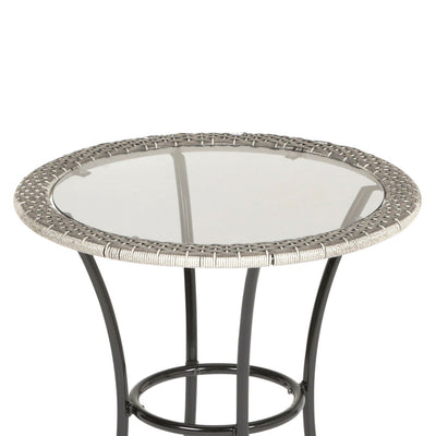 Four Seasons Courtyard 24" Wicker Modern Bistro Patio Table, Gray (Open Box) - VMInnovations